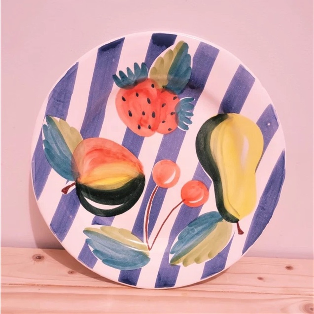 Vintage Ceramic Dolce Vida hand painted Fruit Patterned Plate collectible